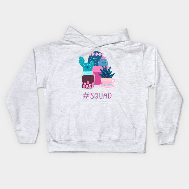 Cactus Squad Kids Hoodie by Abbilaura